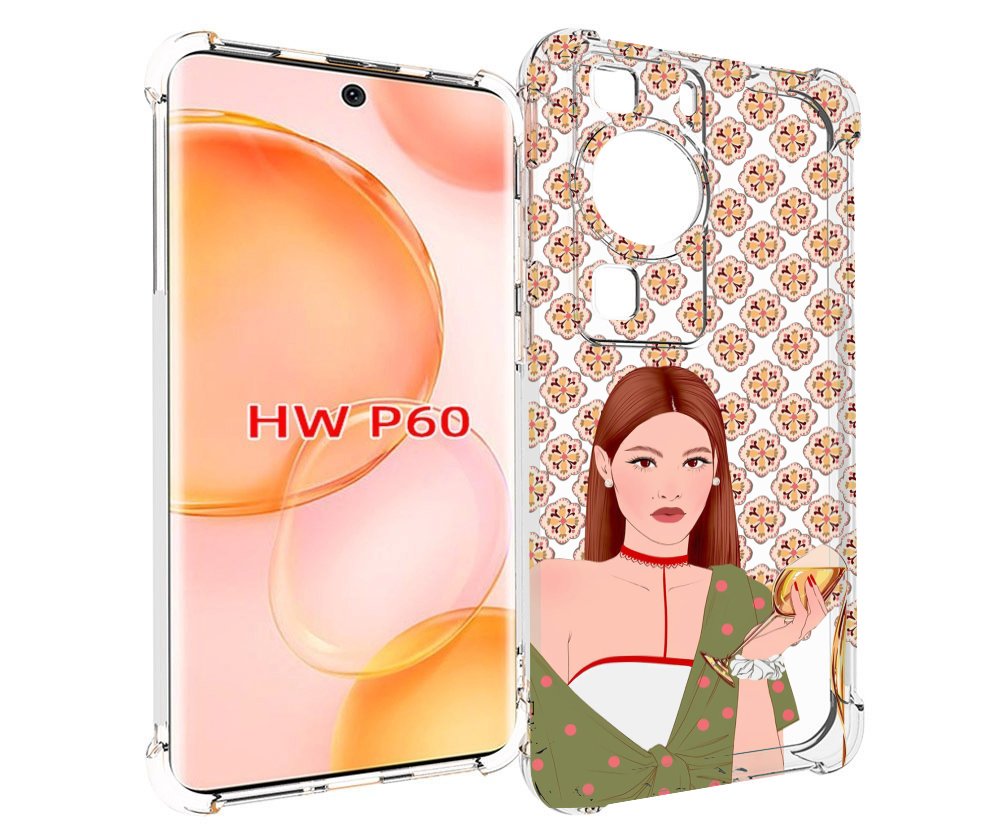 

Чехол MyPads девушка-с-вином-рисунок женский для Huawei P60, Tocco