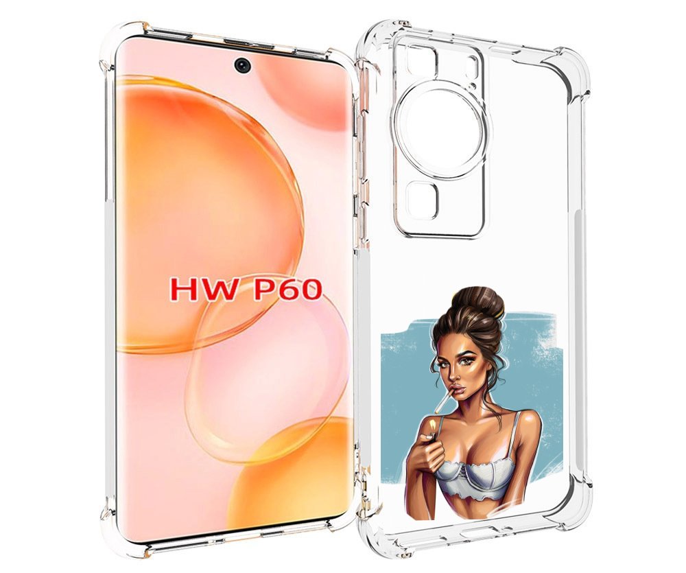 Чехол MyPads девушка-с-зажигалкой для Huawei P60