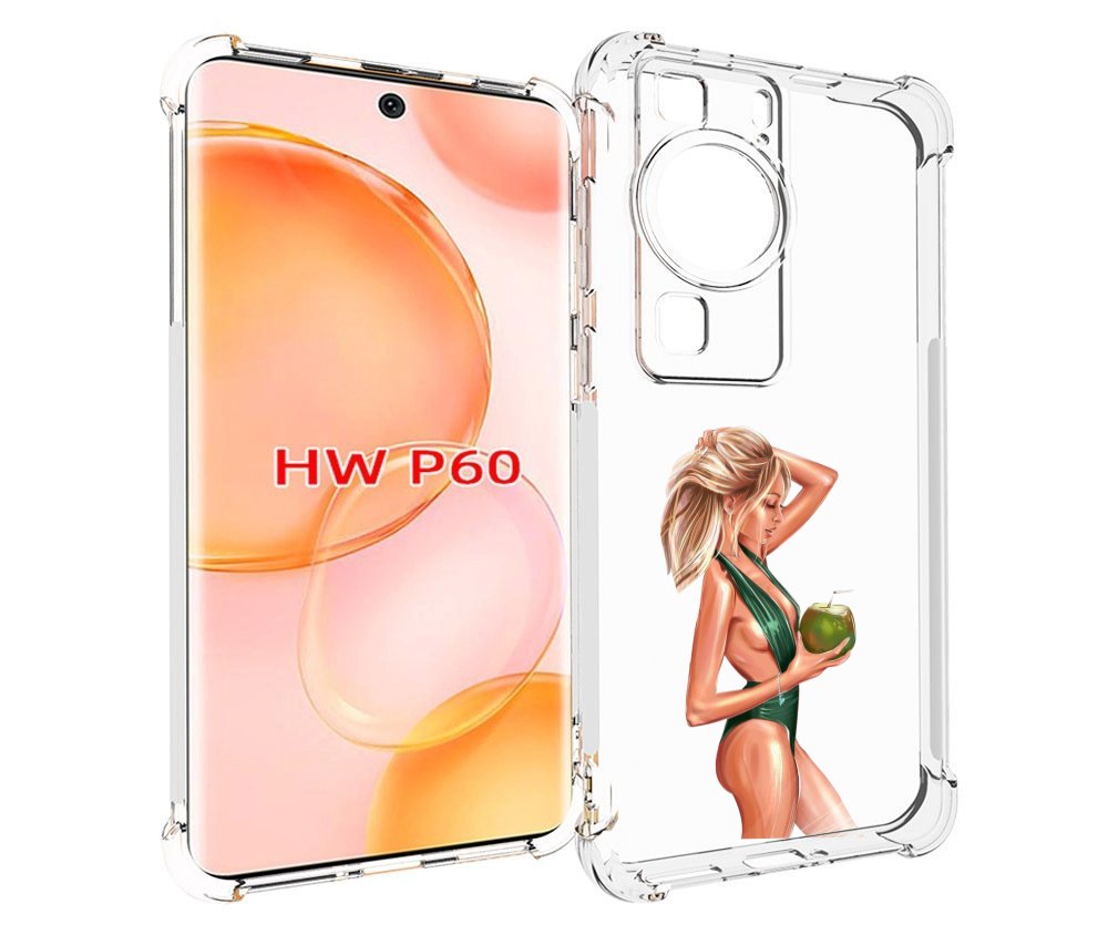 Чехол MyPads девушка-с-кокосом-в-зеленом-купальнике женский для Huawei P60