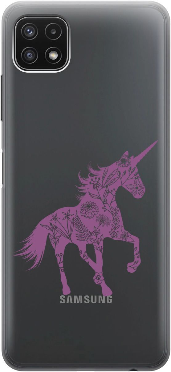 

Чехол на Samsung Galaxy A22s 5G "Floral Unicorn" прозрачный, Прозрачный;фиолетовый, 5638