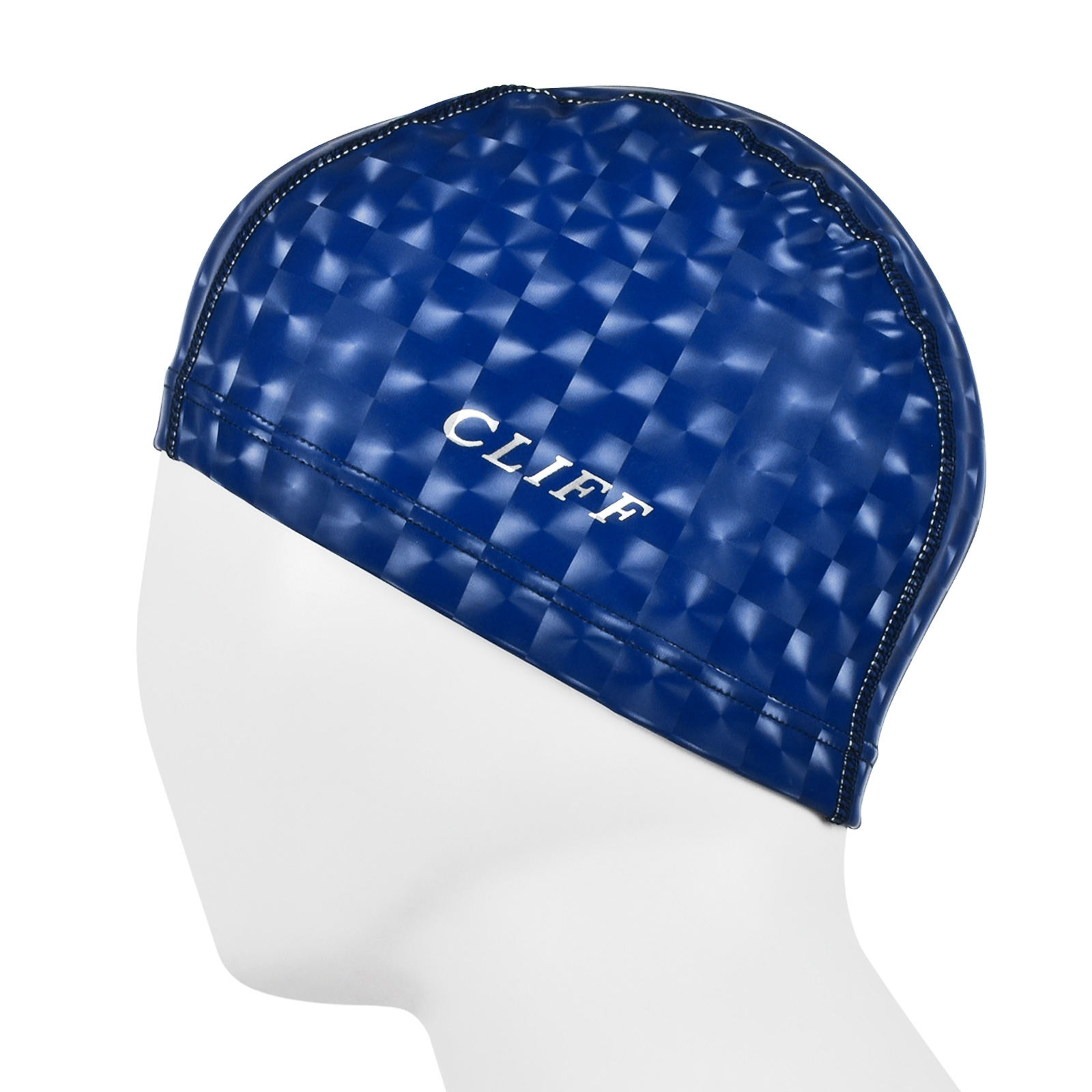Шапочка для плавания CLIFF силиконовая с лайкрой CS-530, 3D, темно-синяя