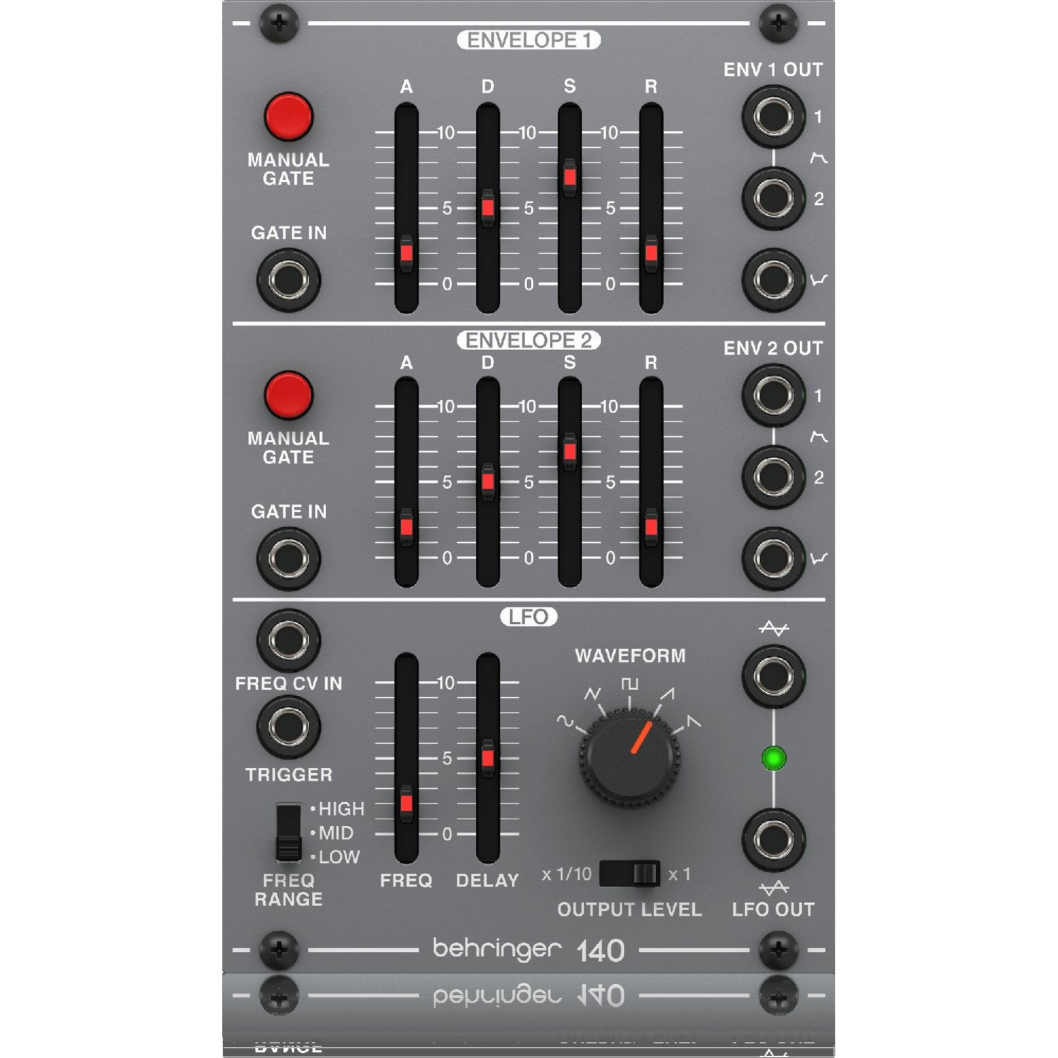 

Модульный синтезатор Behringer 140 DUAL ENVELOPE/LFO, 140 DUAL ENVELOPE/LFO