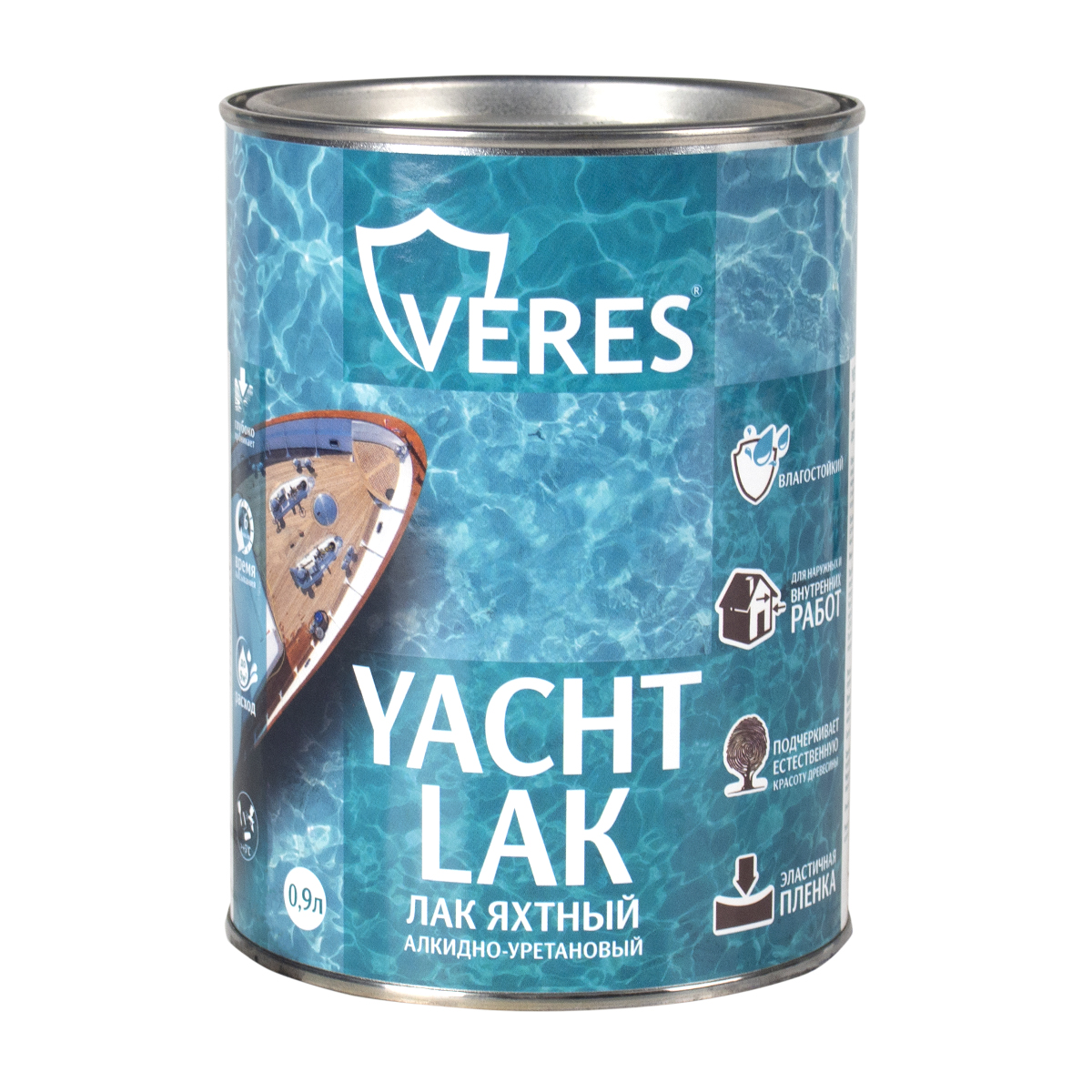 

Лак яхтный Veres, алкидно-уретановый, полуматовый, 0,9 л, Прозрачный