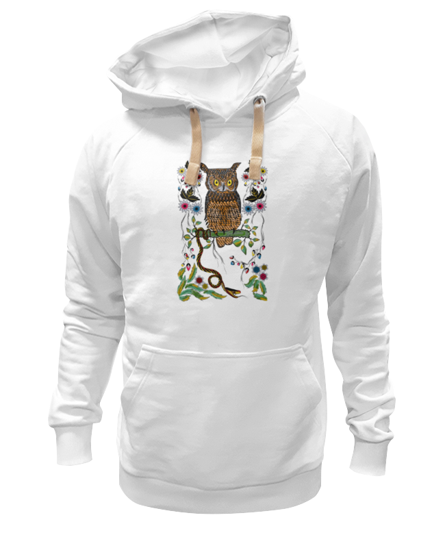 

Худи унисекс Printio Сова и змея белое 2XL, Белый, Сова и змея