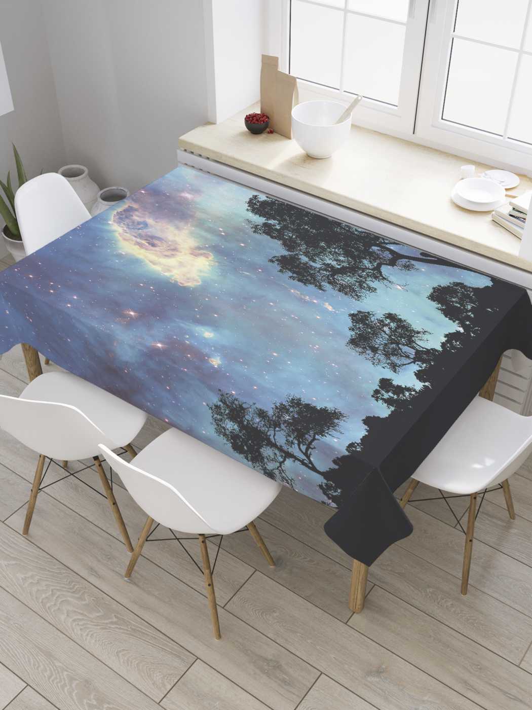 

Скатерть прямоугольная JoyArty "Космический свет" из оксфорда, 120x145 см, Голубой, Космический свет