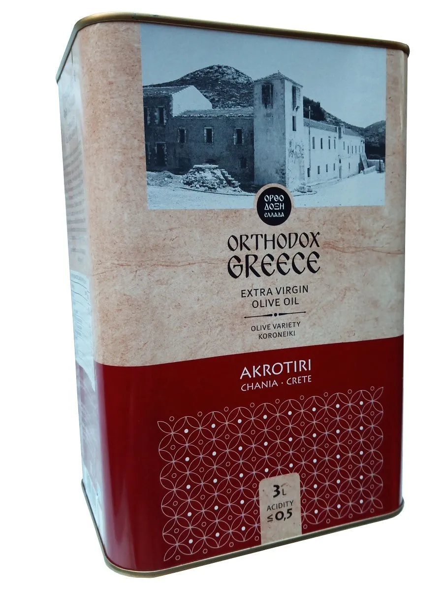 

Оливковое масло AKROTIRI Extra Virgin Православная Греция жест. банка 3 л.
