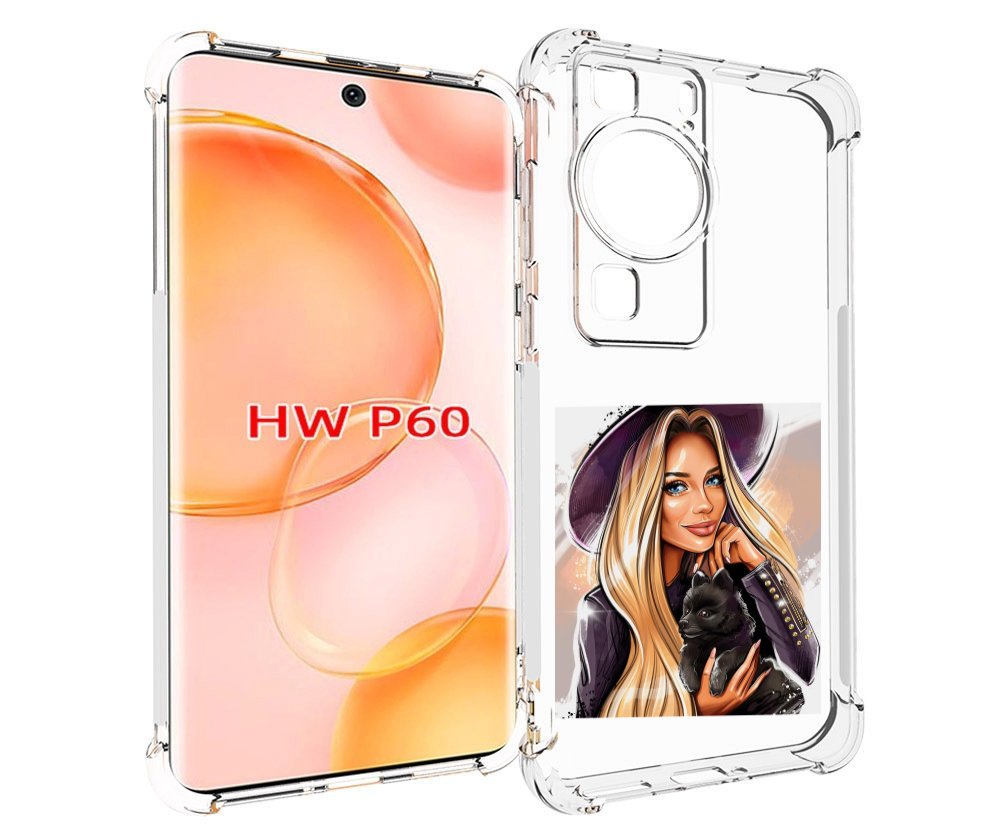 

Чехол MyPads девушка-с-черным-щенком женский для Huawei P60, Tocco