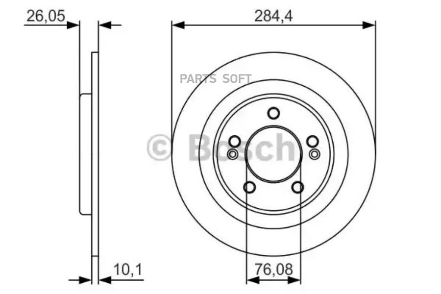 

BOSCH Диск торм. задн. [284x10] 5 отв. HUNDAI i30 GD 11.11->/ KIA Cee'd II 05.12->