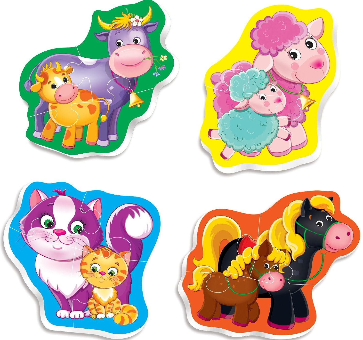 фото Мягкие пазлы baby puzzle мама и малыш, 4 картинки vladi toys vt1106-58