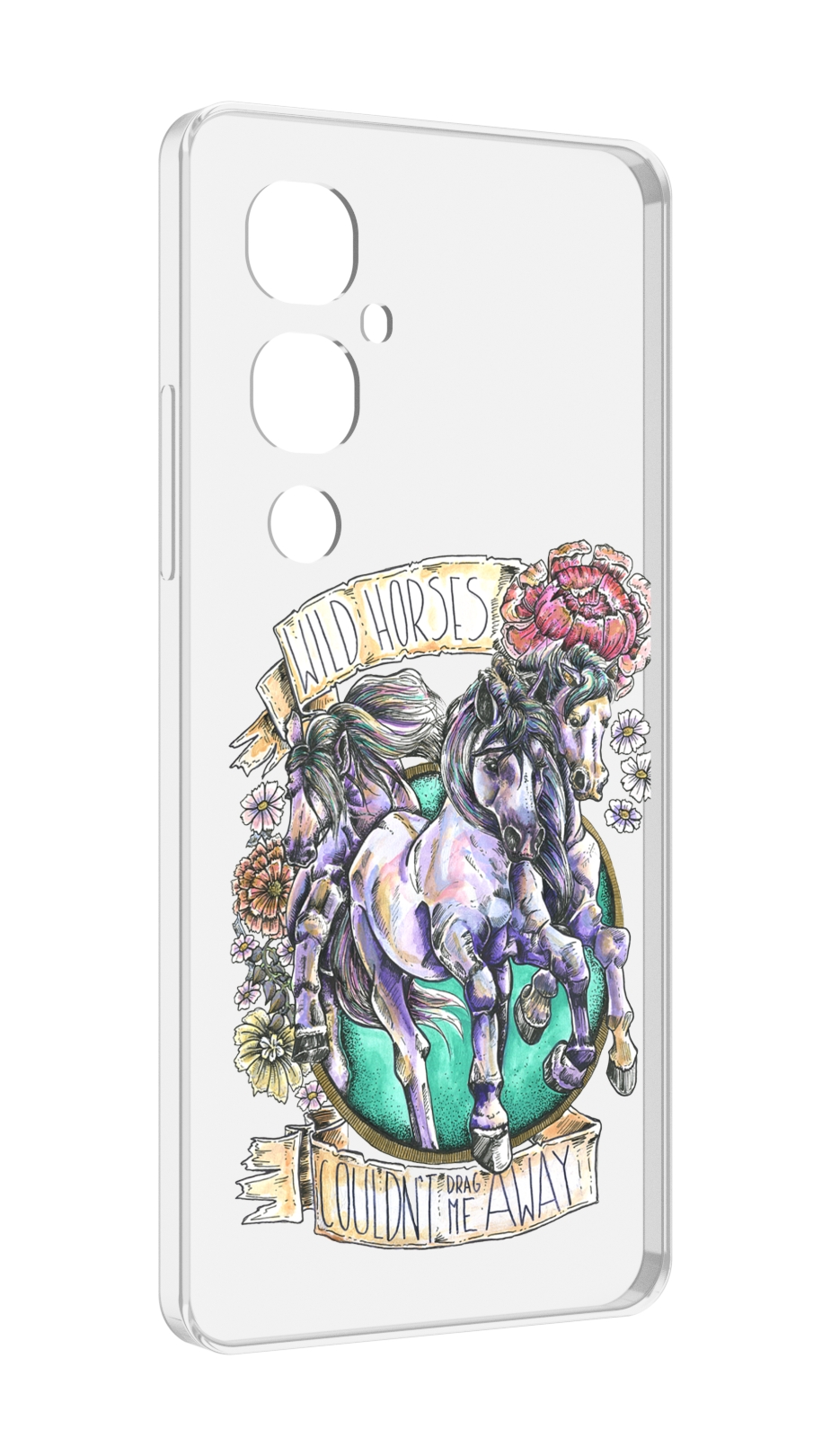 

Чехол MyPads рисунок коней в цветах для Tecno Pova 4 Pro, Прозрачный, Tocco