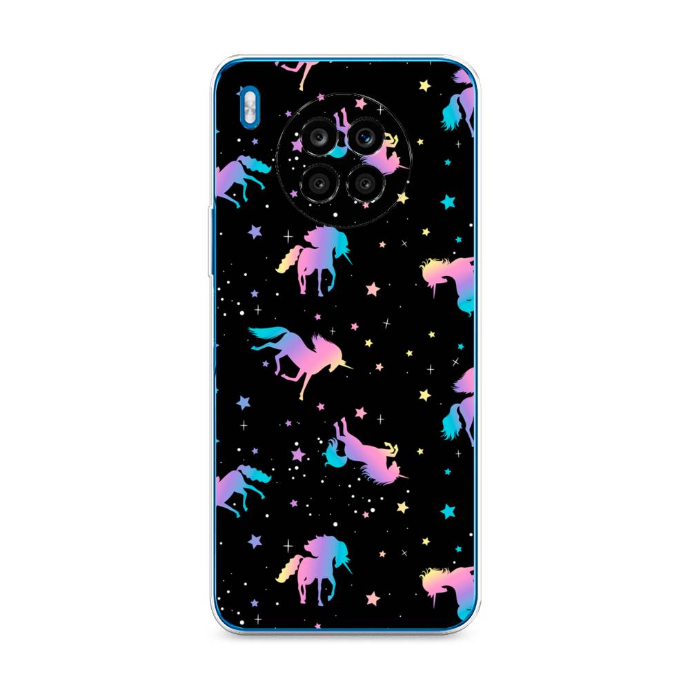 

Чехол на Huawei Nova 8i "Единороги градиент", Черный;розовый;голубой, 6106450-1