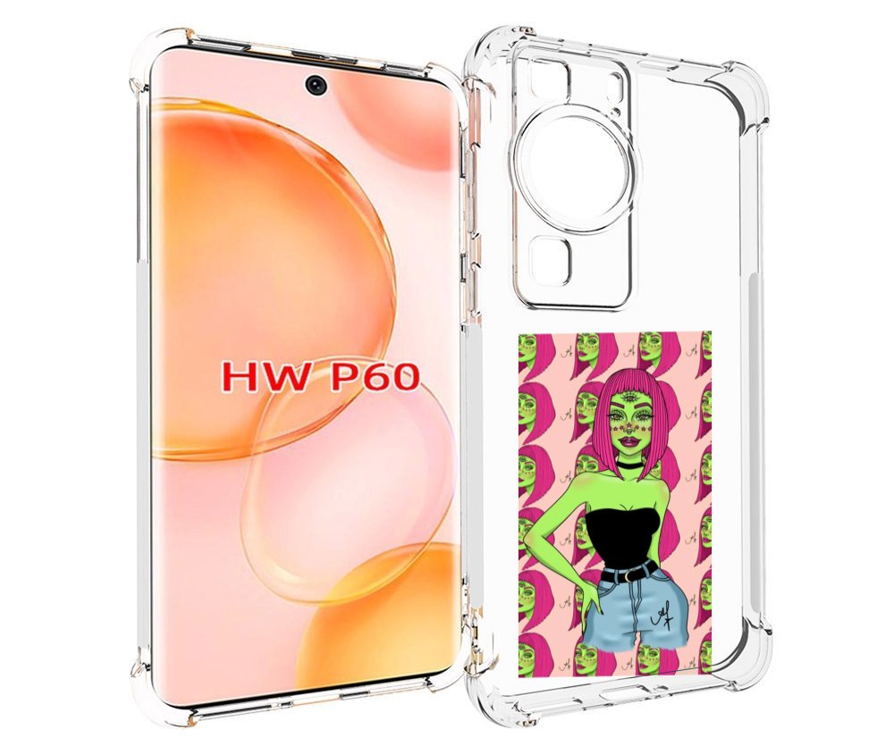 Чехол MyPads зеленая-девушка-с-глазом женский для Huawei P60