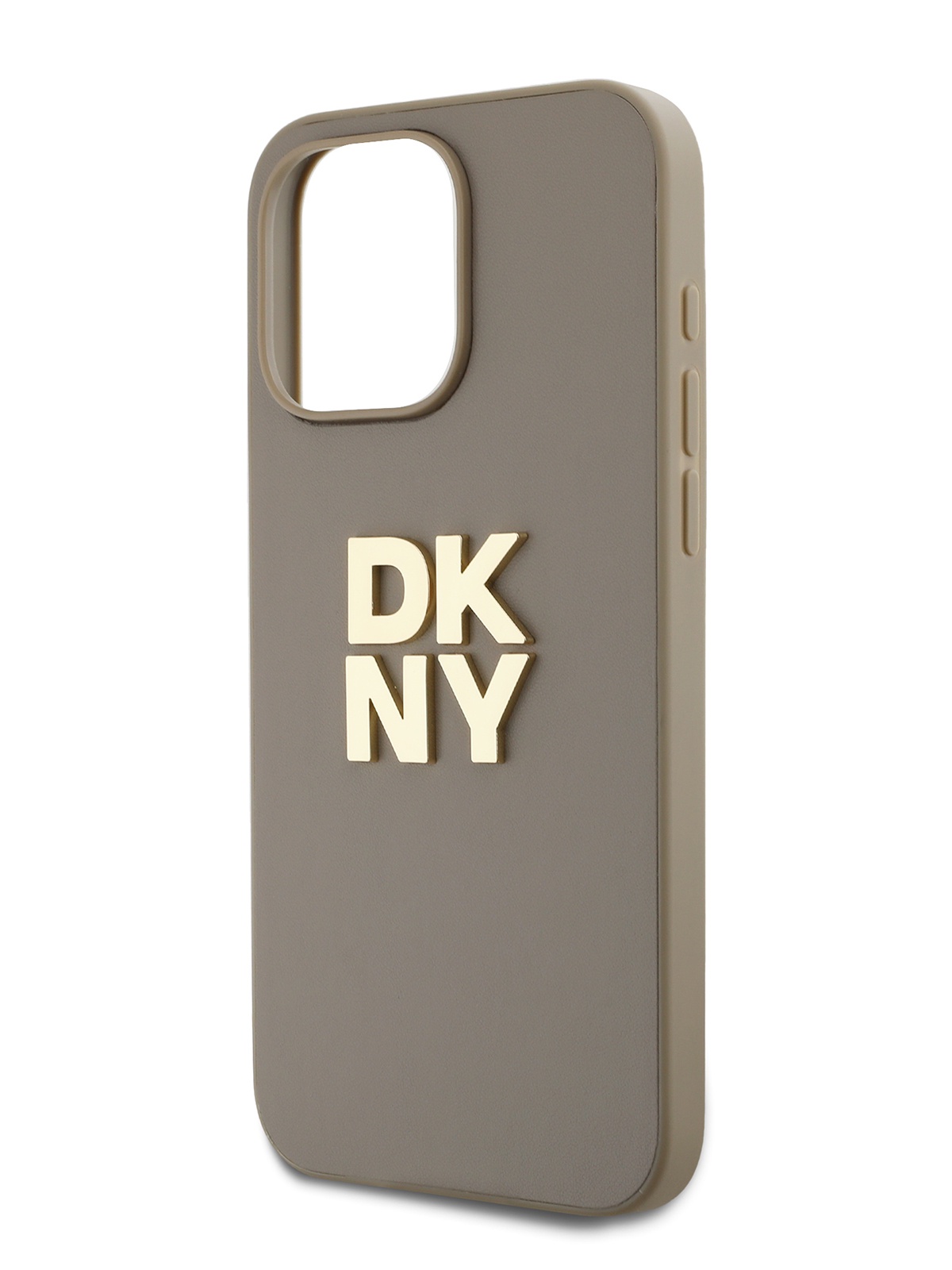 Чехол DKNY для iPhone 15 Pro Max из экокожи c ремешком на руку, бежевый