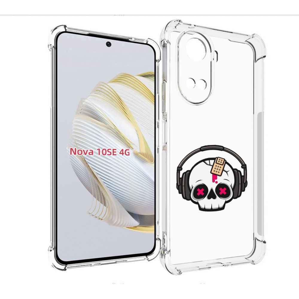 

Чехол MyPads черепок в наушниках для Huawei Nova 10 SE, Прозрачный, Tocco