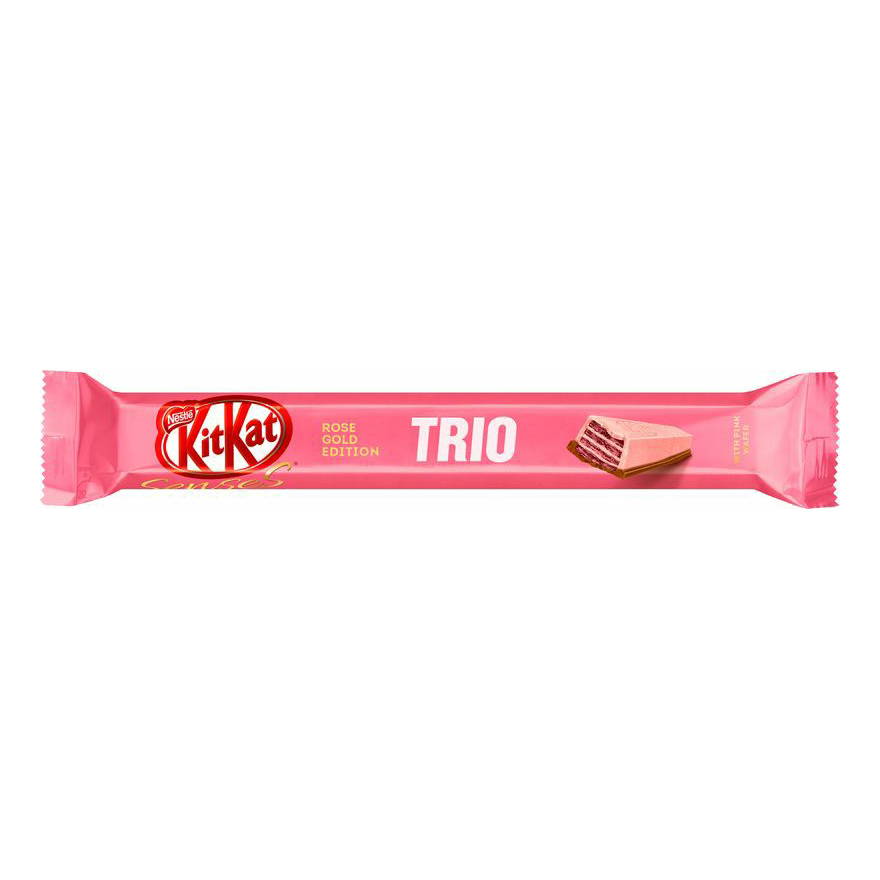 фото Батончик kitkat senses rose gold edition trio белый со вкусом клубники с вафлей 87г kit kat