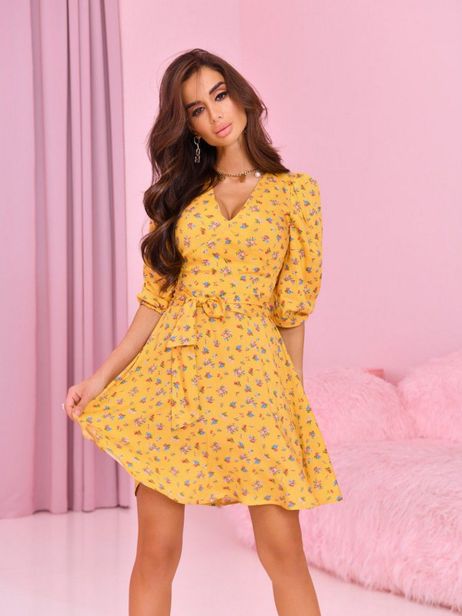 

Платье женское AVEMOD AV 1189 желтое 52 RU, Желтый, AV 1189