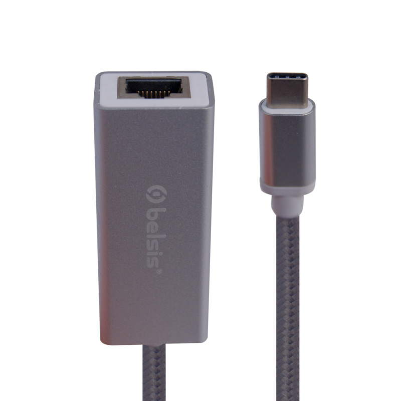 Переходник адаптер USB 3.1 Type C (m) - RJ45 (f), 0,15 м, серебристый BW8905