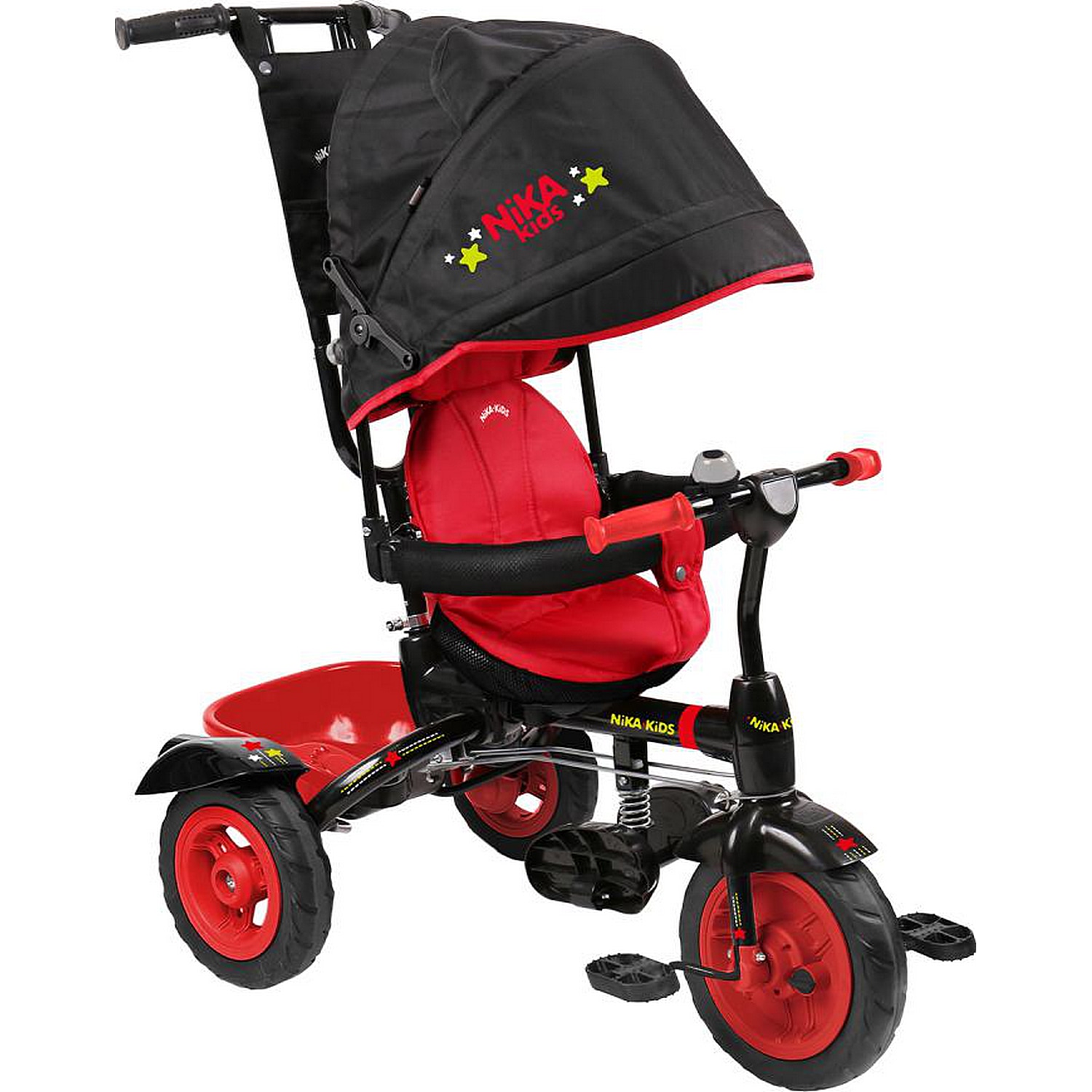 Велосипед детский трехколесный Nika багажник, черный с красным ВДН4/1 комбинезон детский sherysheff в23197 шины оранжевый желтый 140