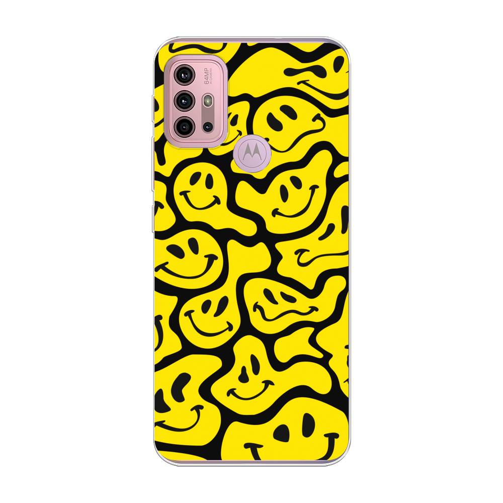 

Чехол на Lenovo K13 Note/Motorola Moto G10/G20/G30 "Расплывчатые смайлики желтые", Черный;желтый, 242350-6
