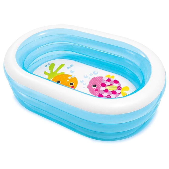 

Бассейн детский надувной Intex Мои морские друзья 163х107х46 см 57482NP, Белый;голубой
