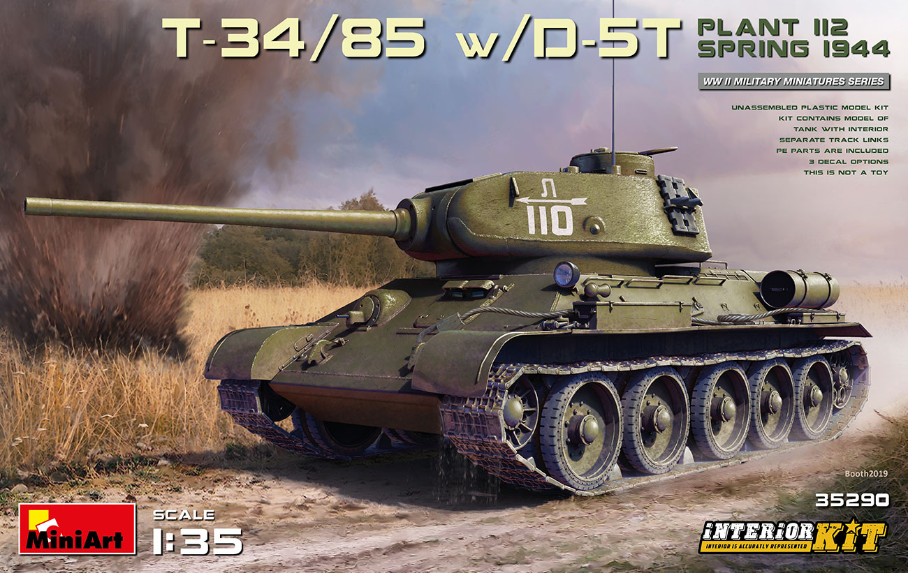 

Сборная модель MiniArt 1/35 Т-34/85 с Д-5Т. Завод 112. Весна 1944 года с интерьером 35290