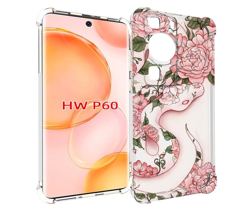 Чехол MyPads змея-в-розовых-цветах женский для Huawei P60