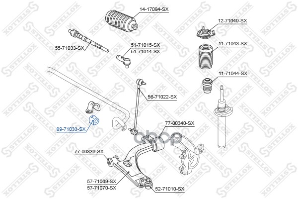 

89-71033-Sx_Втулка Стабилизатора Переднего Центральная Mazda 2 Dy All 03>