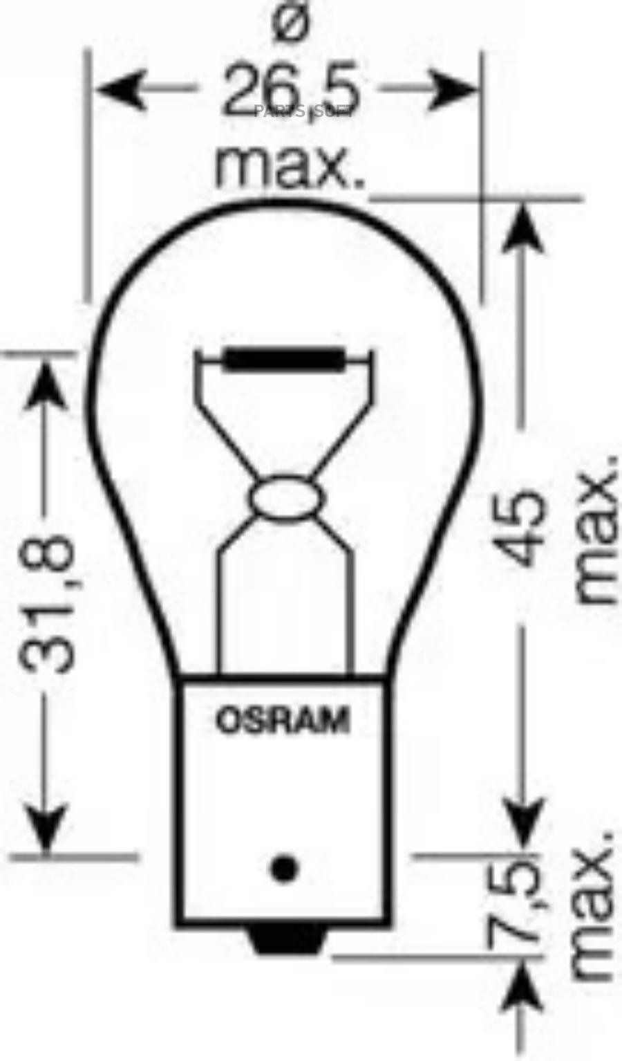 OSRAM 12V (21W) Лампа min10 21W 12V BA15S 20X10 WP