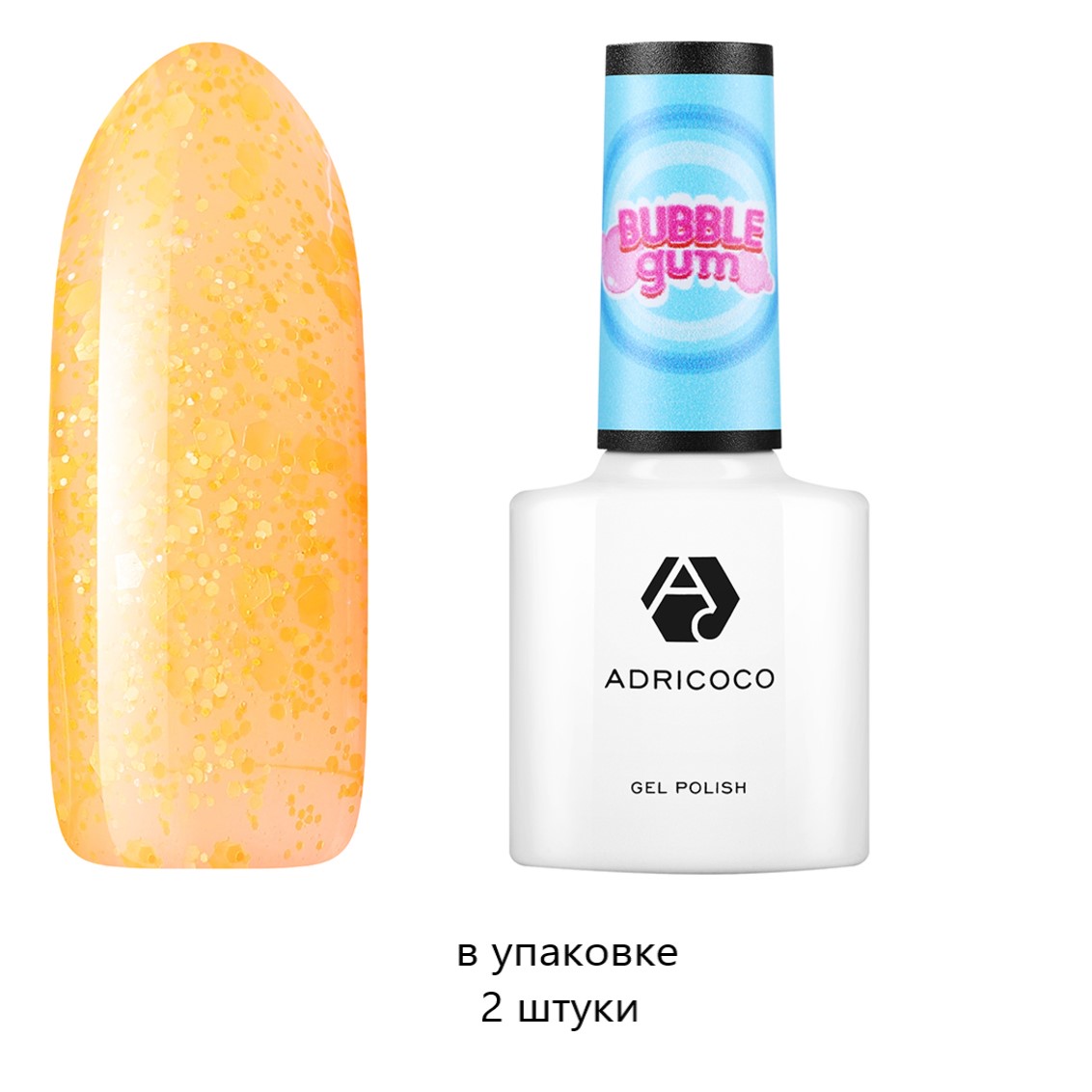 Гель-лак для ногтей AdriCoco с неоновой слюдой Bubble Gum №03 веселый мандарин 8 мл 2 шт веселый транспорт 25 лабиринтов