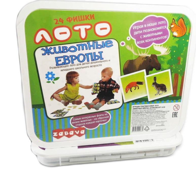 

Лото Животные Европы, 24 фишки, арт. 14105 Zabava Toys 14105, 14105