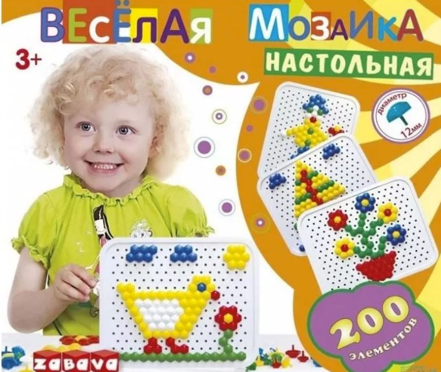 

Настольная мозаика Веселая мозаика, 200 элементов Zabava Toys 12124, 12124