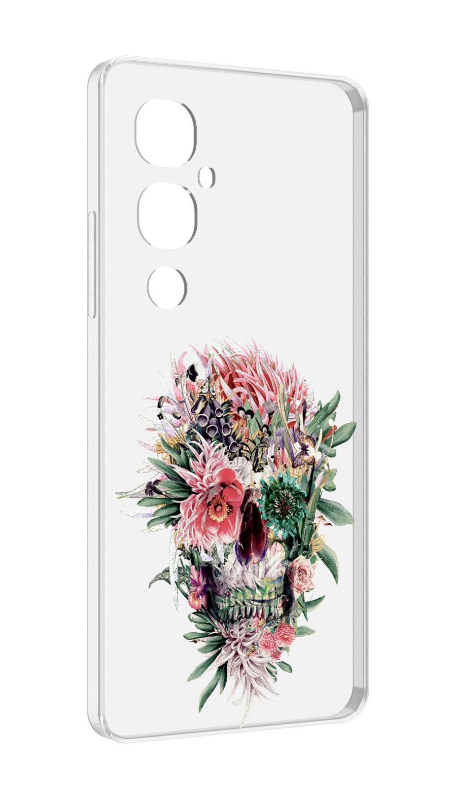 

Чехол MyPads череп из цветов для Tecno Pova 4 Pro, Прозрачный, Tocco