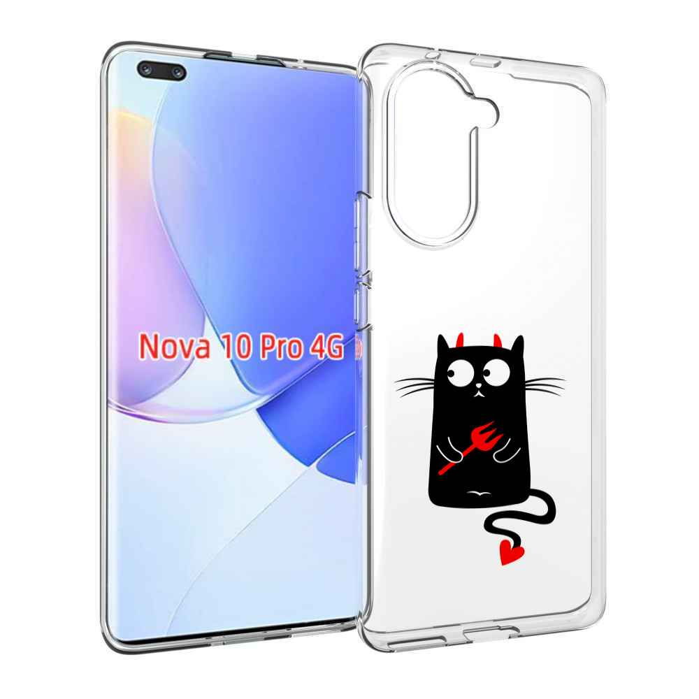 Чехол MyPads Кот демон для Huawei Nova 10 Pro противоударный