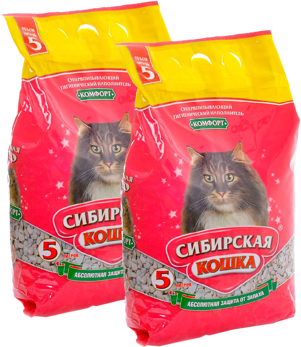 Наполнитель для туалета кошек Сибирская кошка впитывающий 2 шт по 5 л