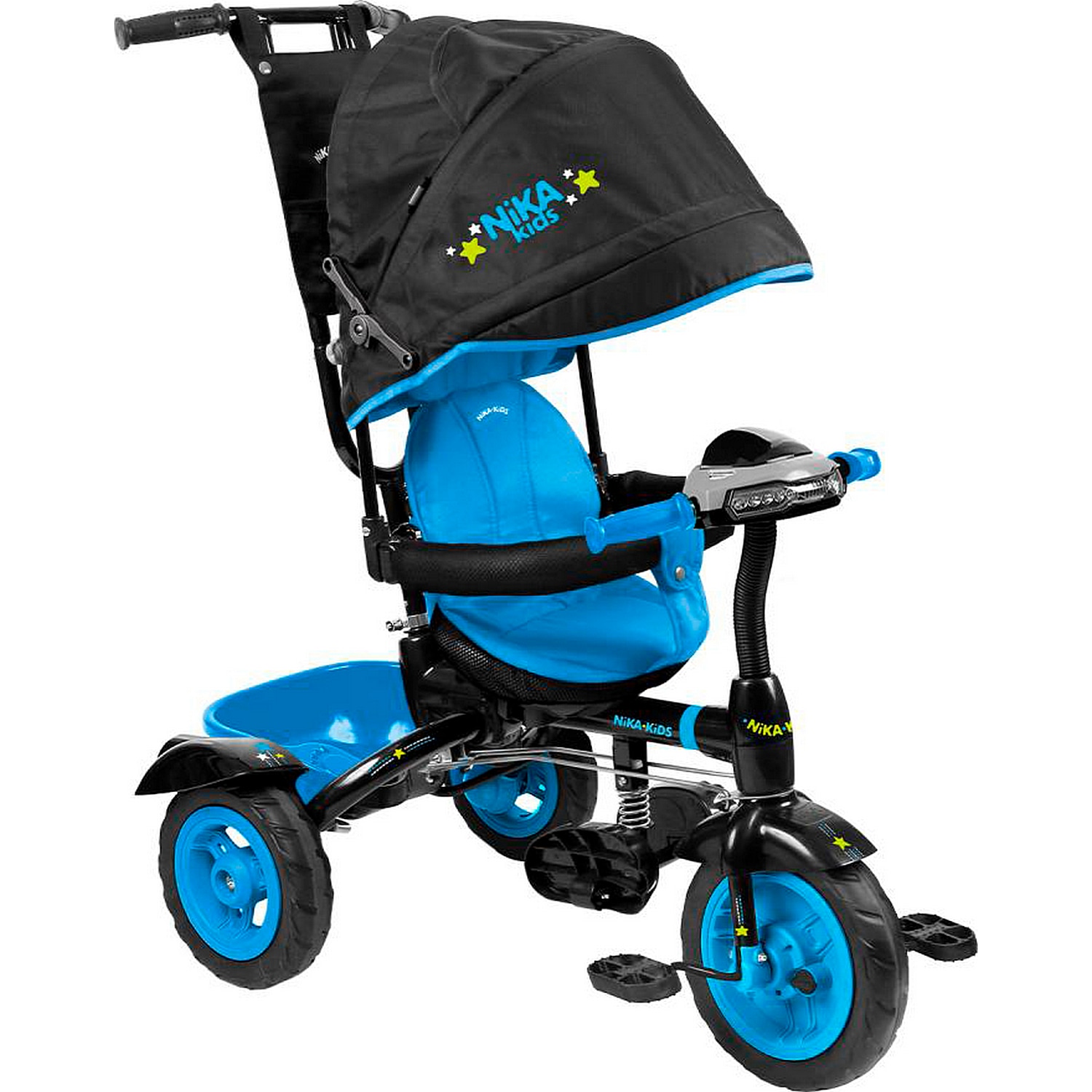 Велосипед детский трехколесный Nika багажник, игрушка, голубой с черным ВДН4М/3