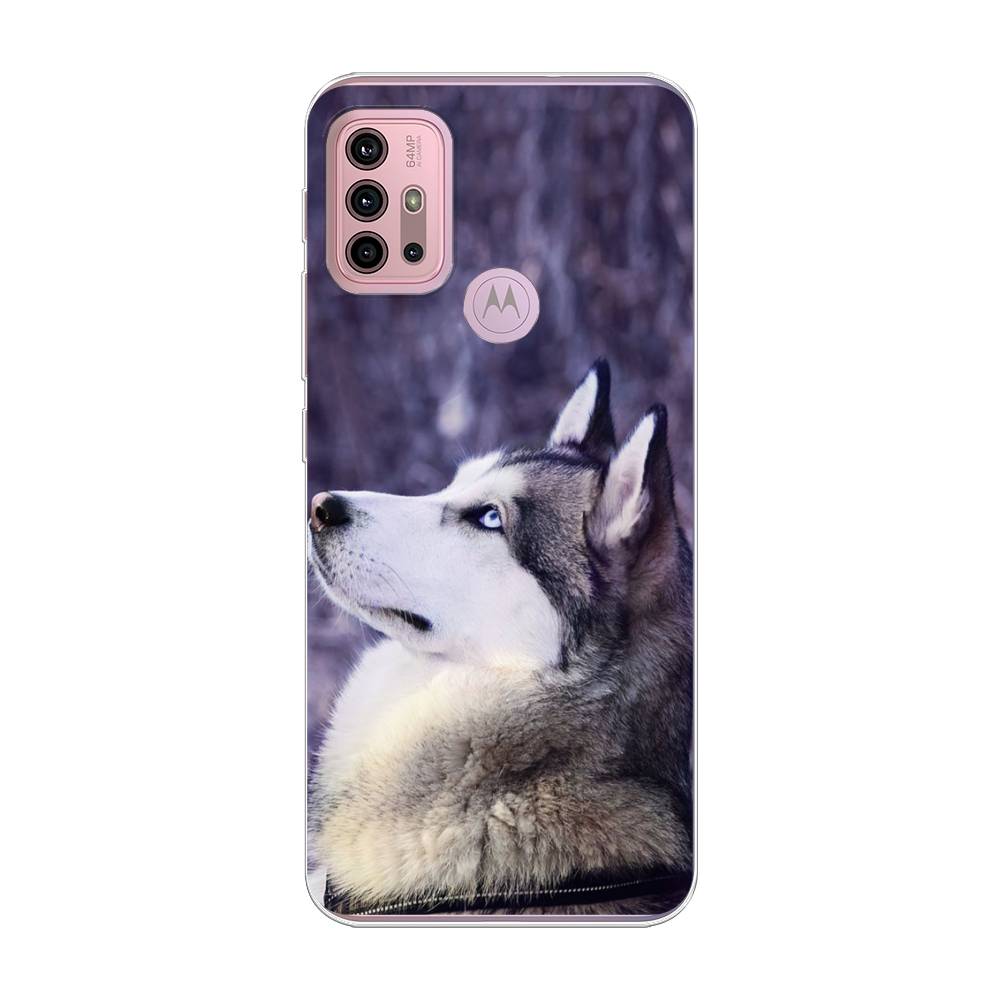 

Чехол на Lenovo K13 Note/Motorola Moto G10/G20/G30 "Хаски 1", Фиолетовый;белый, 242350-1