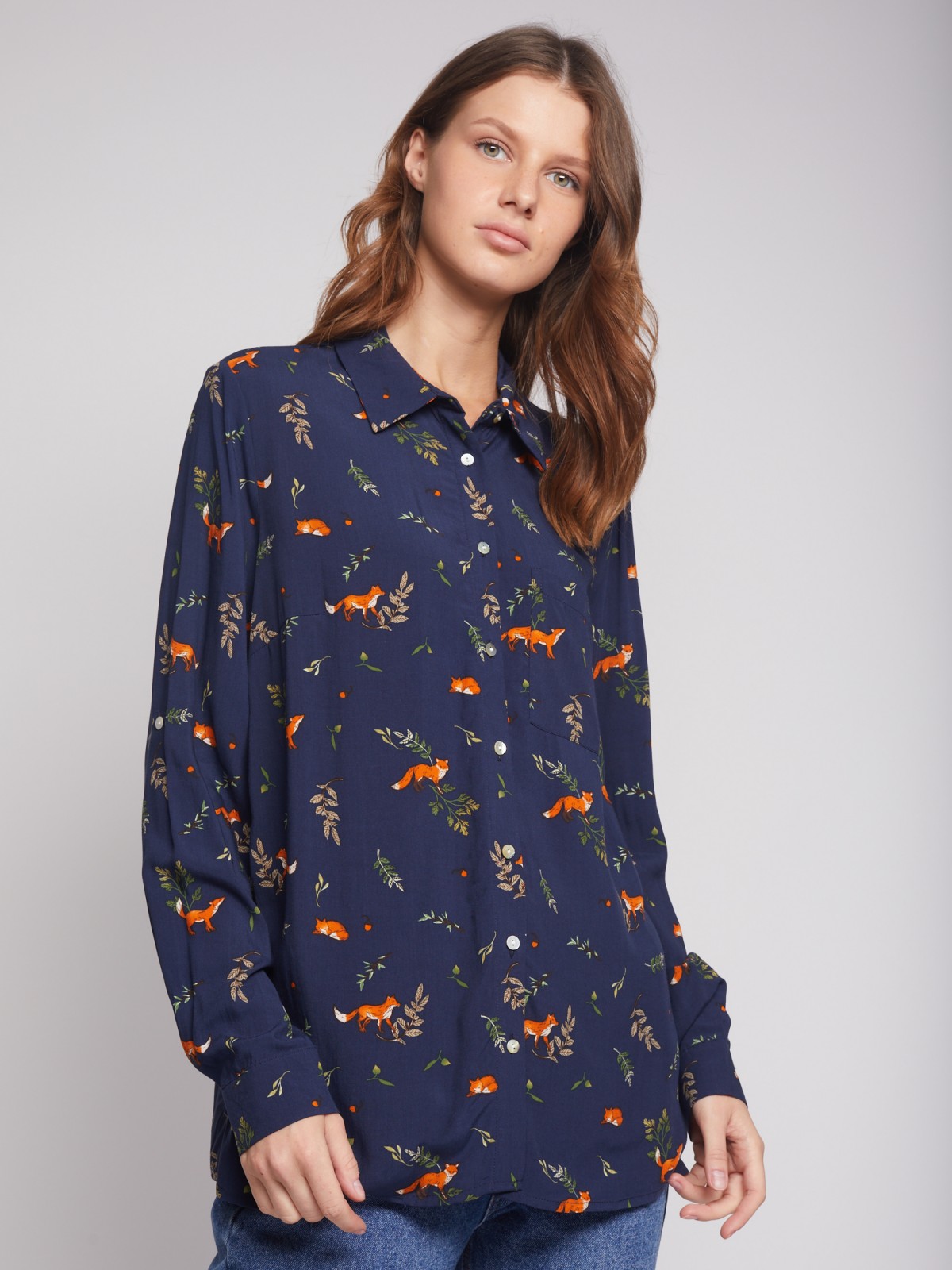 

Рубашка женская Zolla 222311162013 синяя 2XL, 222311162013