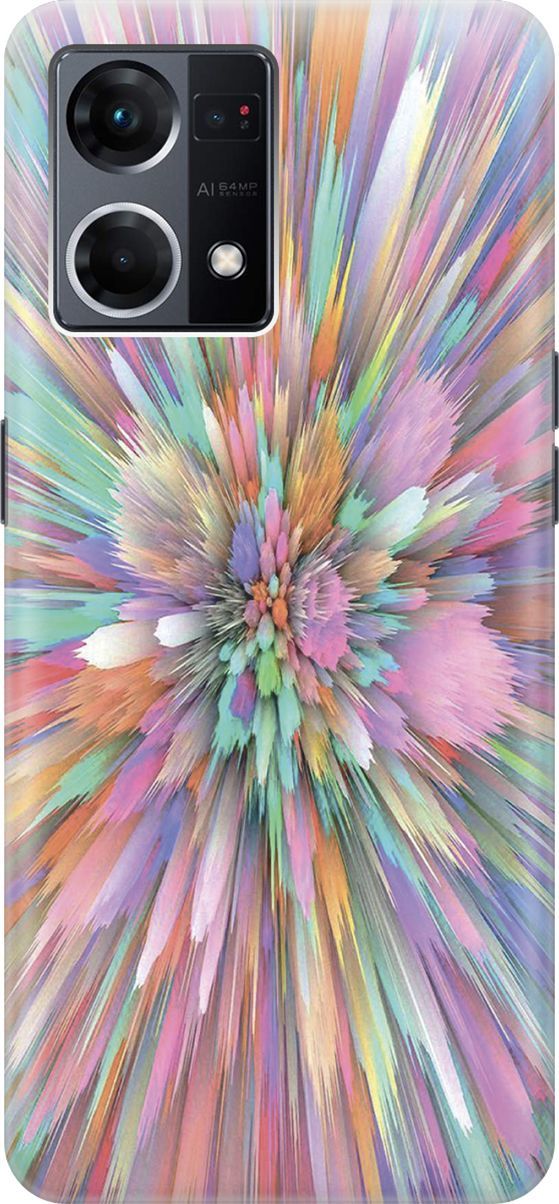 

Силиконовый чехол на OPPO Reno7 с принтом "Красочный взрыв", Голубой;розовый, 157872