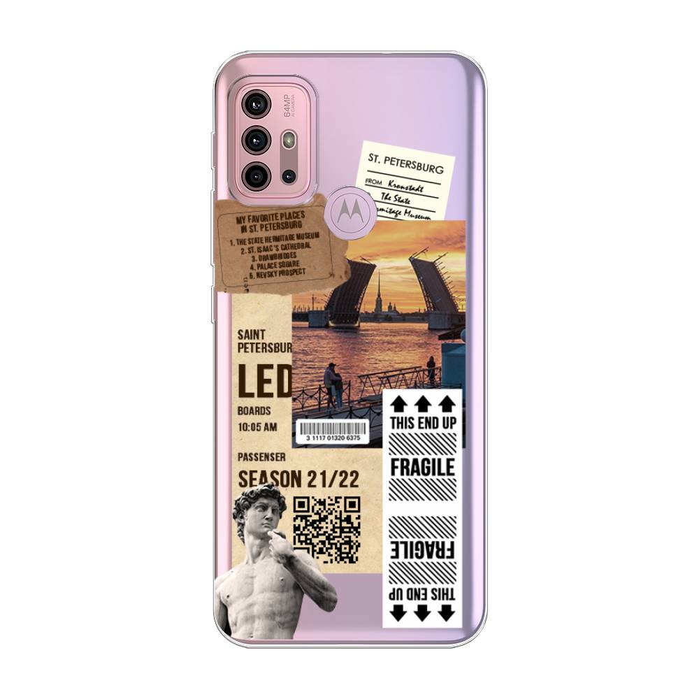 

Чехол на Lenovo K13 Note/Motorola Moto G10/G20/G30 "Санкт-Петербург коллаж", Коричневый;бежевый;белый, 242350-6