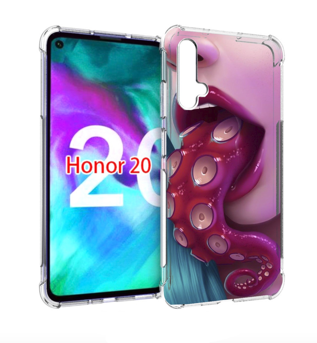 

Чехол бампер MyPads девушка с щупальцой женский для Honor, Прозрачный, Tocco