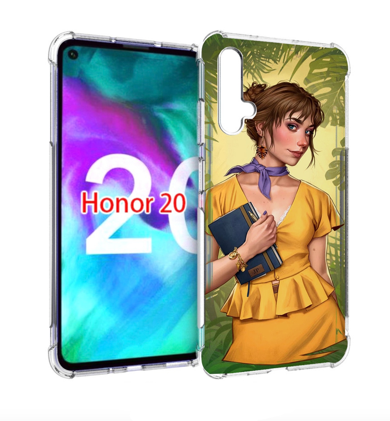 

Чехол бампер MyPads девушка-в-зелени женский для Honor 20, Прозрачный, Tocco