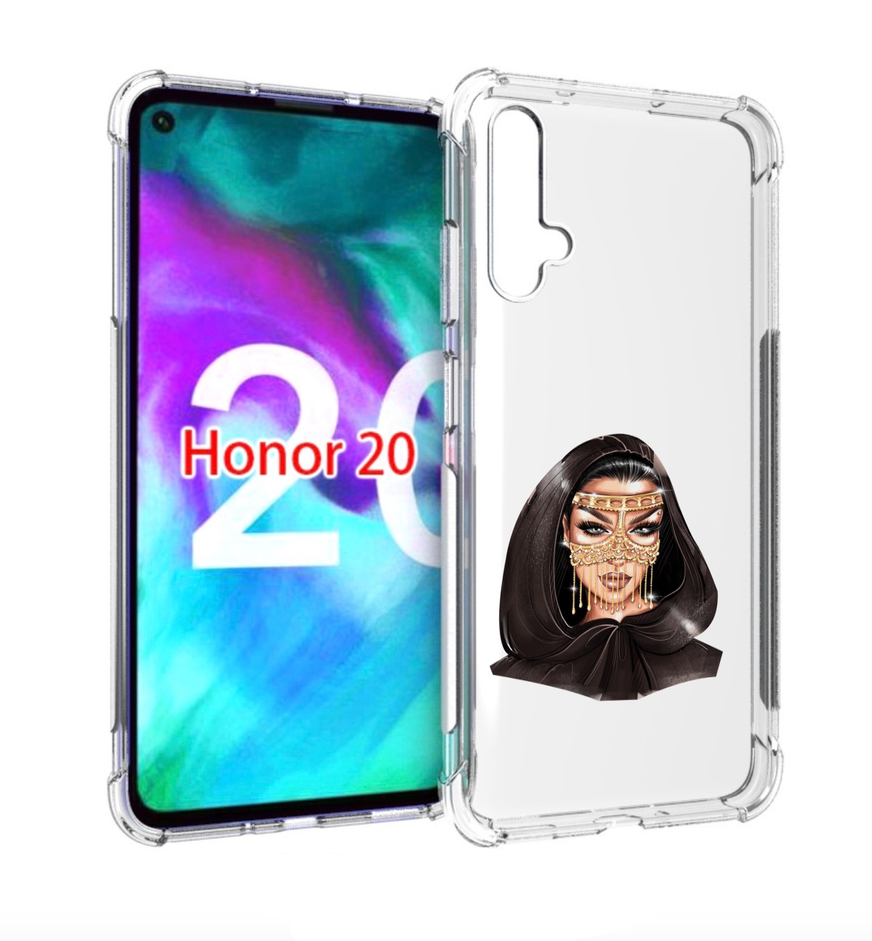 

Чехол бампер MyPads девушка-в-золотой-маске для Honor 20, Прозрачный, Tocco