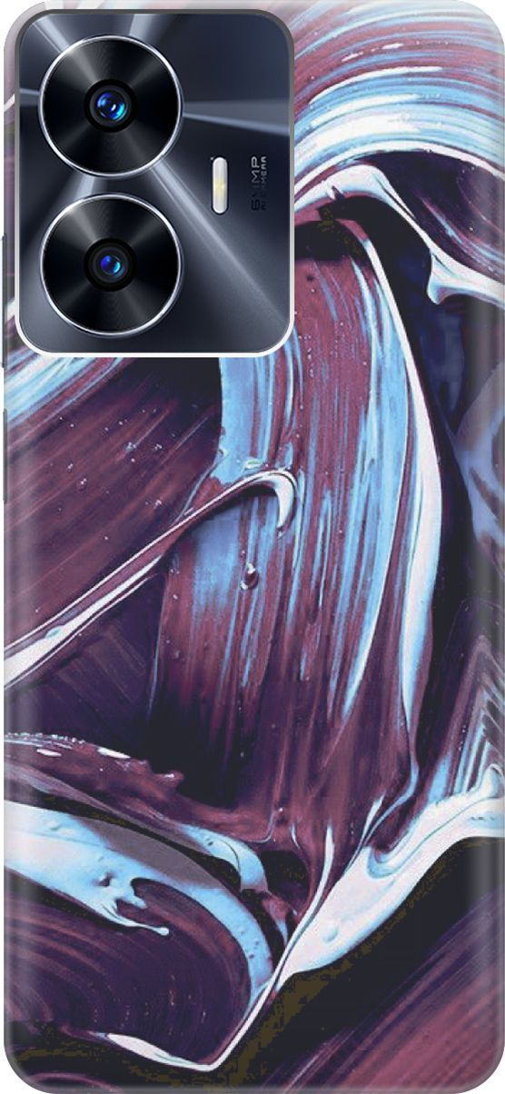 

Силиконовый чехол на Realme C55 с принтом "Фиолетовые мазки", Голубой;фиолетовый, 159494