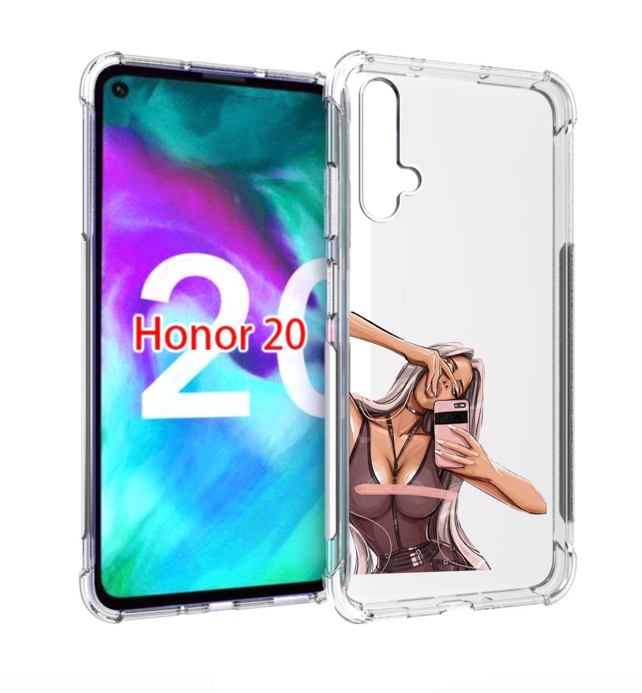 

Чехол бампер MyPads девушка-в-прозрачной-одежде для Honor, Прозрачный, Tocco