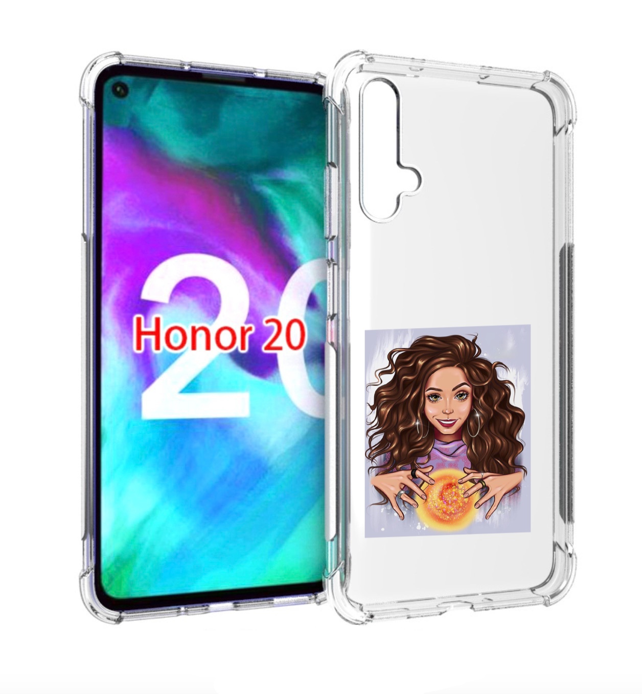 

Чехол бампер MyPads девушка-волшебница для Honor 20, Прозрачный, Tocco