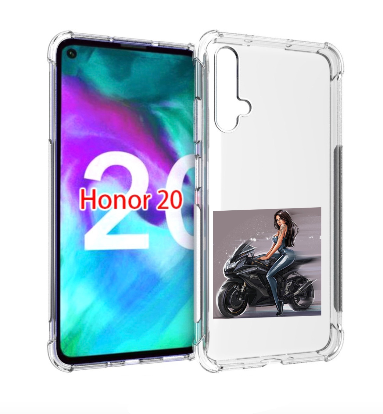 Чехол бампер MyPads девушка-на-мотоцикле для Honor 20 Honor