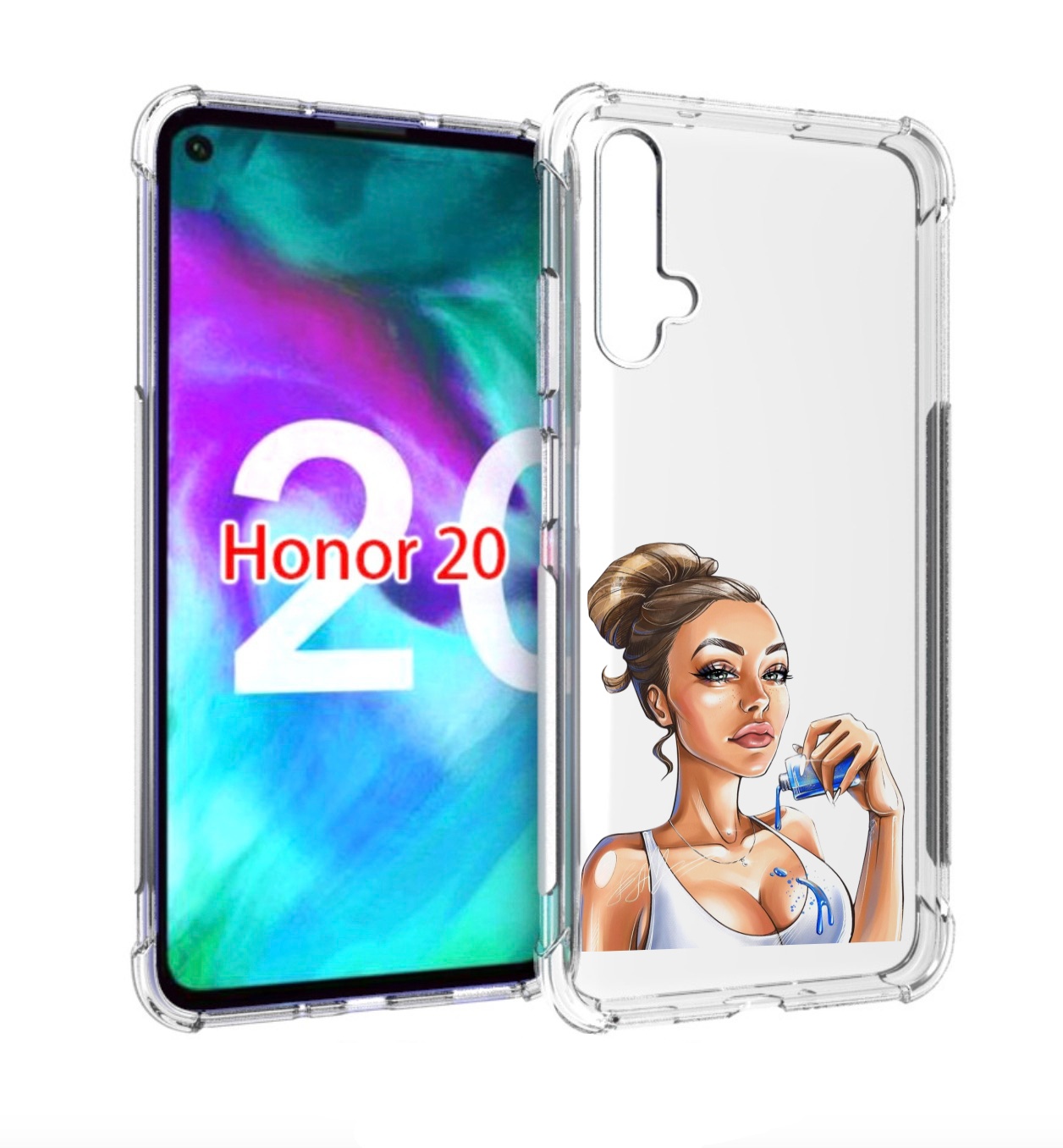 

Чехол бампер MyPads девушка-пролила-краску женский для Honor, Прозрачный, Tocco