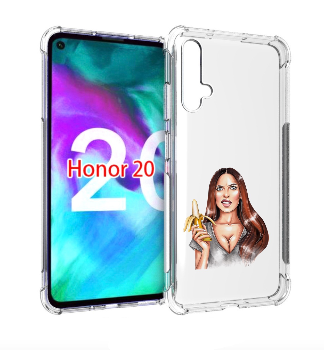 

Чехол бампер MyPads девушка-с-бананом для Honor 20, Прозрачный, Tocco