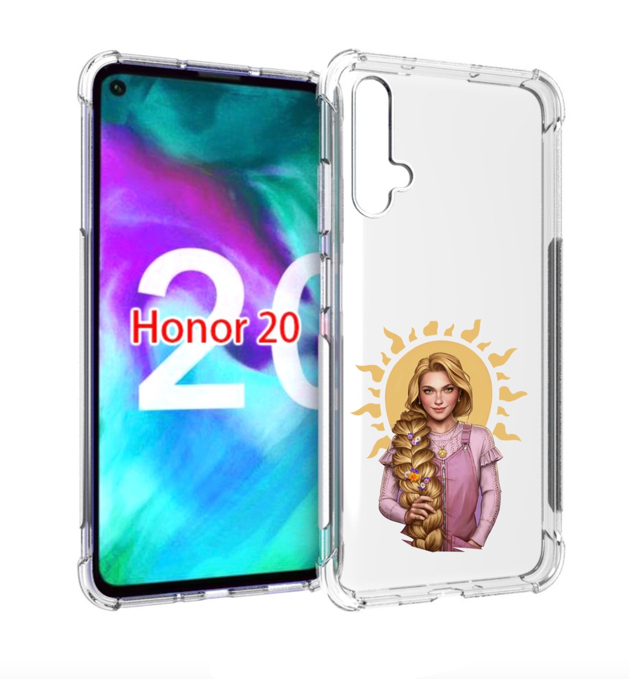 

Чехол бампер MyPads девушка-с-большой-косой для Honor 20, Прозрачный, Tocco