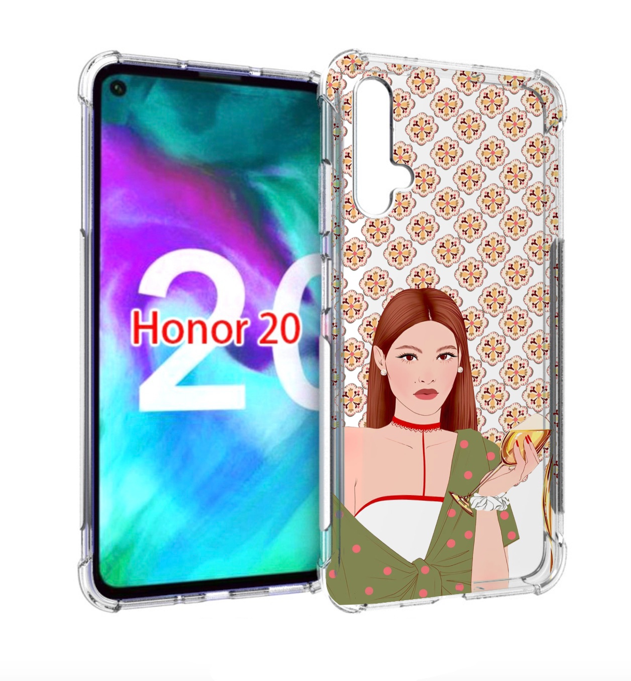 

Чехол бампер MyPads девушка-с-вином-рисунок женский для Huawei H, Прозрачный, Tocco